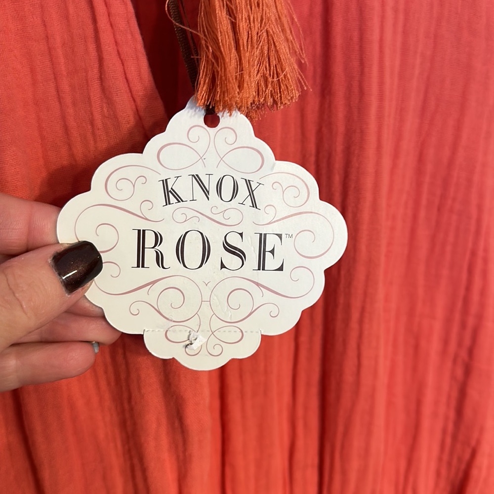 Knox Rose - Romper Shorts with front tie tassel & side pockets-Guava Jelly color - Picture 4 of 13